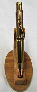 Handcrafted 7.62 bullet pen with various fittings and wood