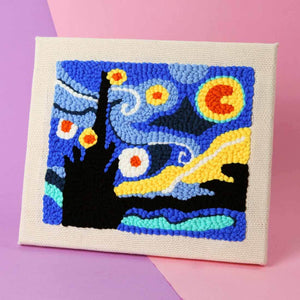 The Starry Night DIY Rug Hooking Punch Needle Embroidery Hand Craft