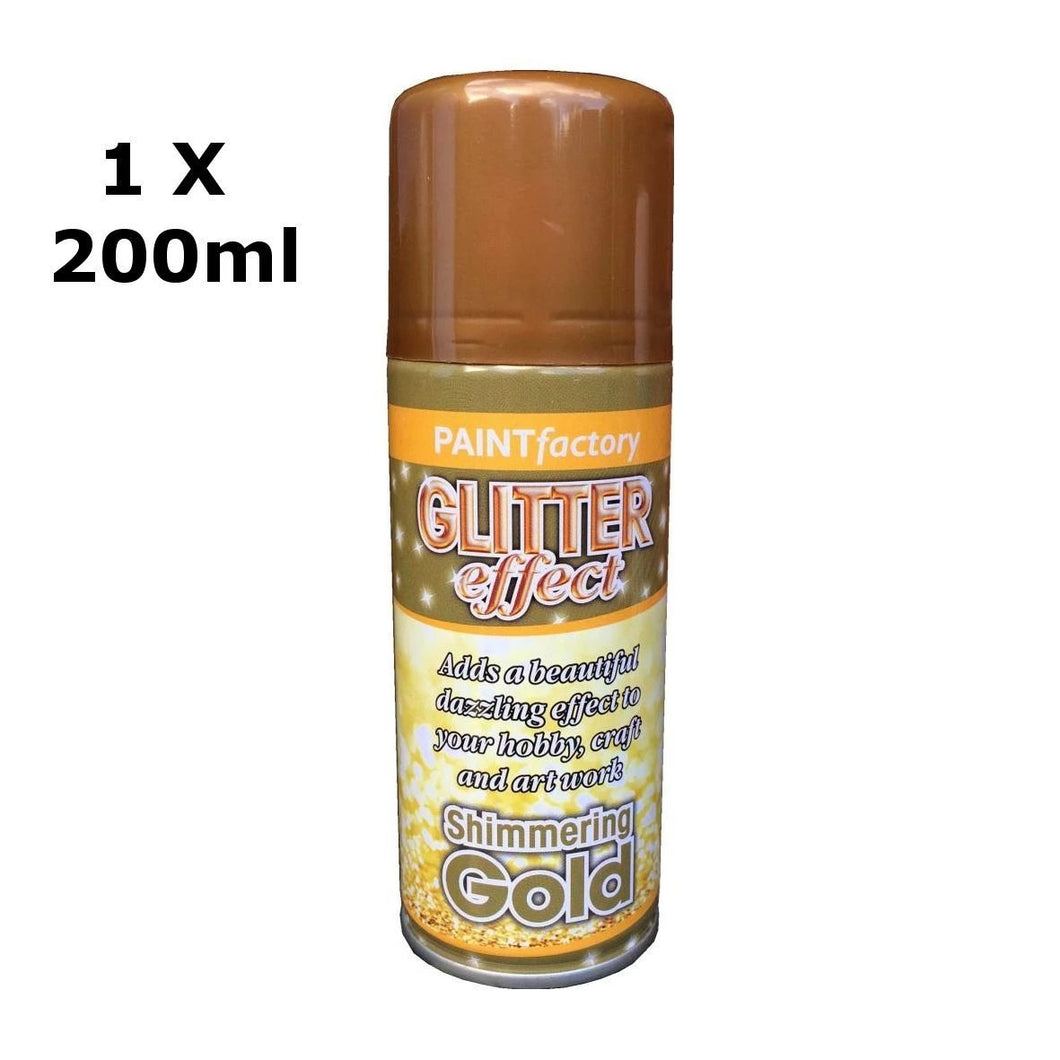 Glitter Effect Spray Paint Decorate Craft Art Colour For Wood Metal Plastic 200ML[Gold,1 x 200ml]
