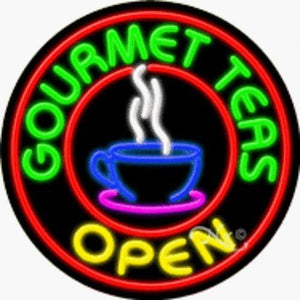 Gourmet Teas - Open Handcrafted Energy Efficient Real Glasstube Neon Sign