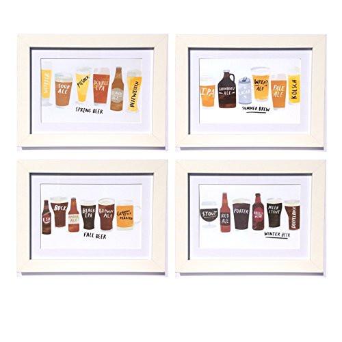 Seasonal Craft Brew Framed Art Prints - Set of 4 - 5-in x 7-in