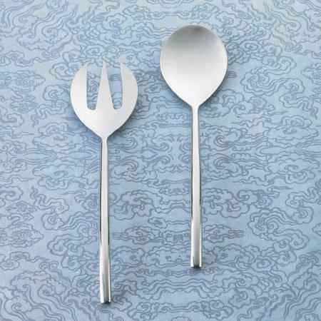 India Handicrafts Steel Curved Salad Servers, Set of 2