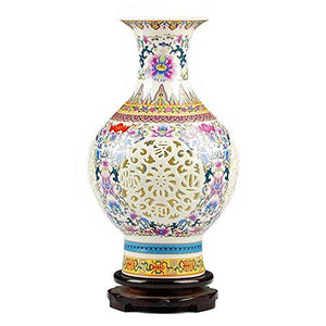 Jingdezhen Traditional Chinese Open Lattice Ceramic Jar Vase Accent