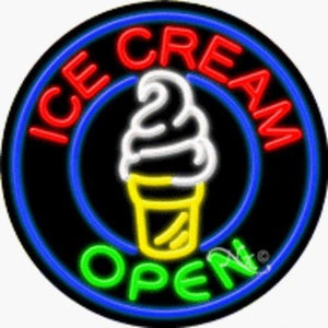 Ice Cream - Open Handcrafted Energy Efficient Real Glasstube Neon Sign