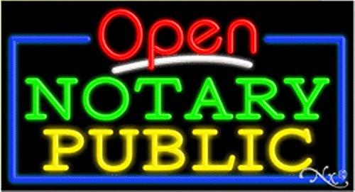 Notary Public Open Handcrafted Energy Efficient Glasstube Neon Signs