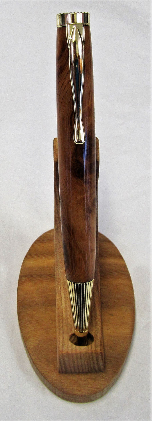 Handcrafted Oak Burr pen with various fittings and pen types