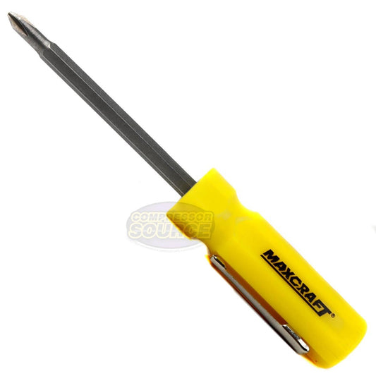 Maxcraft 2-in-1 Pocket Clip Screwdriver Phillips & Flat Head General Purpose Yellow