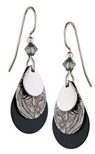 Load image into Gallery viewer, Silver Forest of Vermont Black 3 Layer Dangle Earrings E-0367 Handcrafted in the USA