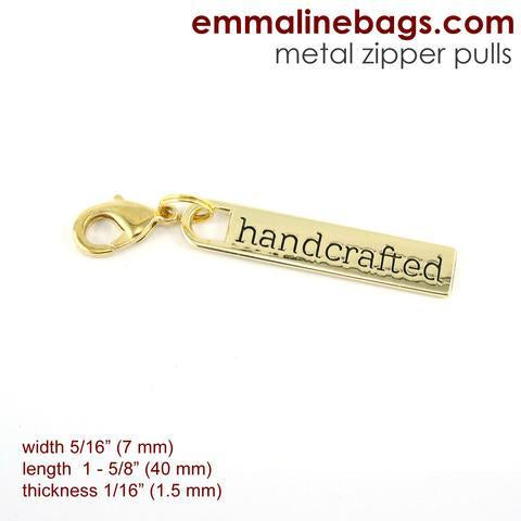 Zipper Pull "handcrafted" Gold Finish - Emmaline Bags