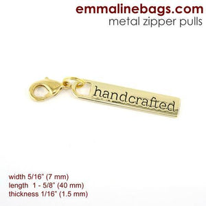 Zipper Pull "handcrafted" Gold Finish - Emmaline Bags