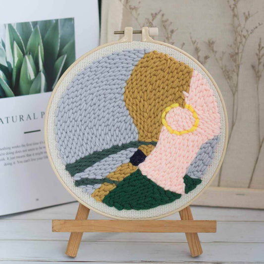 Girl  DIY Rug Hooking Punch Needle HandCraft