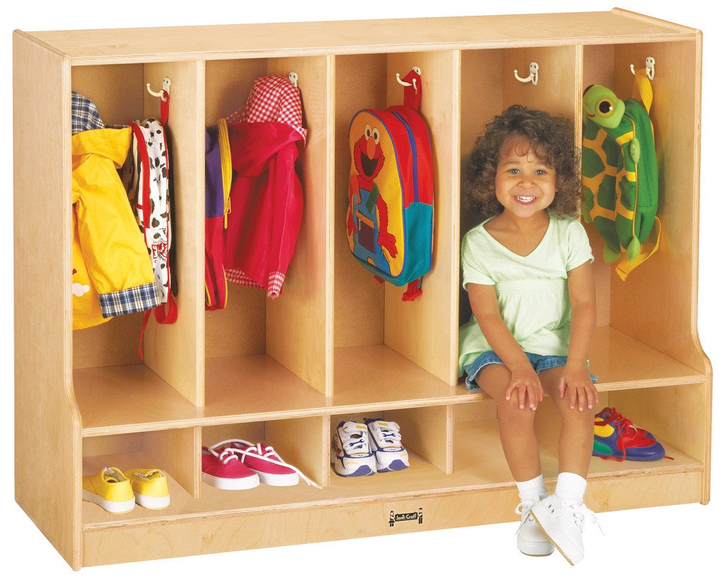 Jonti-Craft® Toddler 5 Section Coat Locker with Step - without Trays