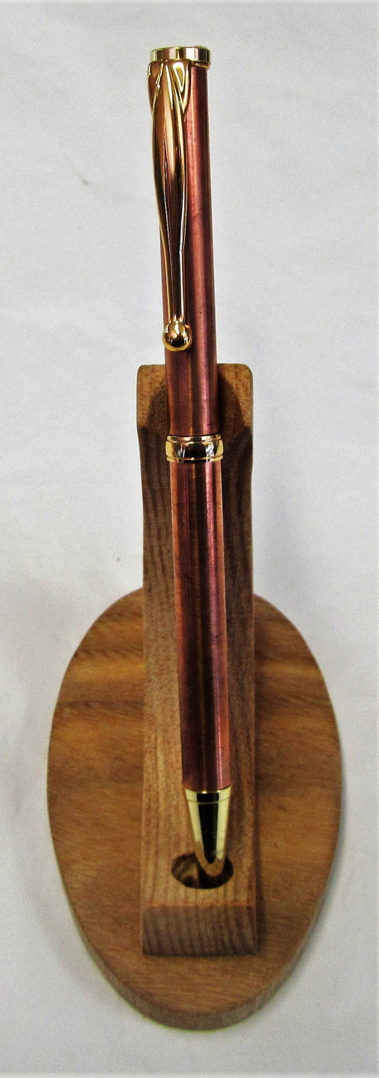 Handcrafted copper pipe pen with various fittings and pen type