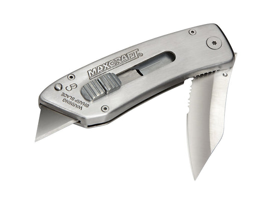 Maxcraft 69192 2-in-1 Sport Utility Knife Quick Change Razor Blade Serrated Edge
