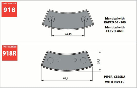 GOLDfren Aircraft Brake Pads 918R/S33 (pair)