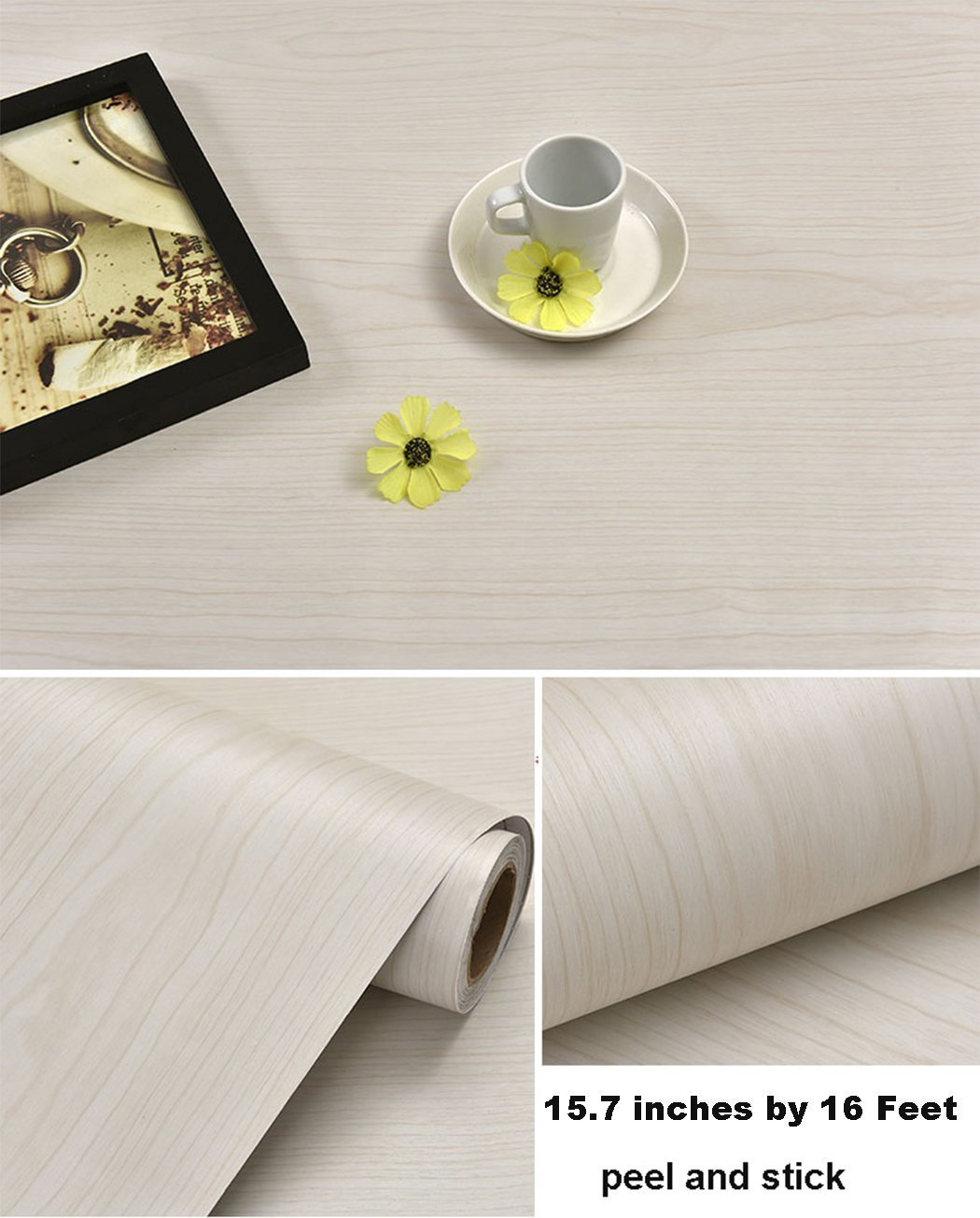 Products glow4u self adhesive light oak wood grain contact paper shelf drawer liner for kitchen cabinets shelves drawer cupboards table arts and crafts decal 15 7x197 inches