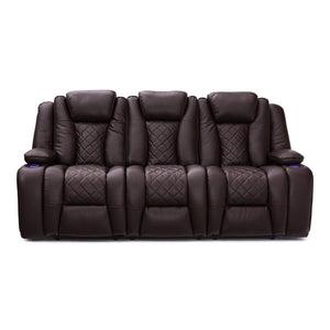 Top seatcraft europa home theater seating power recline leather gel sofa adjustable powered headrests cup holders power charging station hidden in arm storage sofa brown