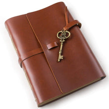 Load image into Gallery viewer, Discover the best ancicraft unique genuine leather journal diary with vintage key handmade a5 lined craft paper red brown with gift box red brown a55 8x8 3inch lined craft paper