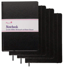 Load image into Gallery viewer, Discover the best paper craft 4 pack 8 5 x 5 5 leatherette lined writing journals wide ruled banded notebook with ribbon bookmark black a5 size