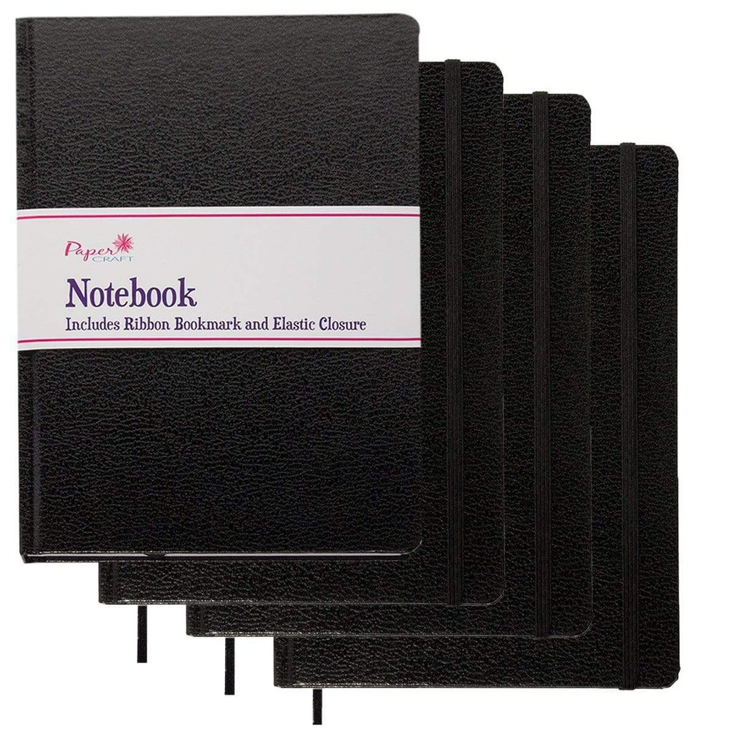 Discover the best paper craft 4 pack 8 5 x 5 5 leatherette lined writing journals wide ruled banded notebook with ribbon bookmark black a5 size