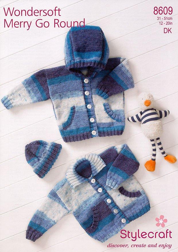 Jackets & Beanie Hat in Stylecraft Wondersoft Merry Go Round DK (8609)