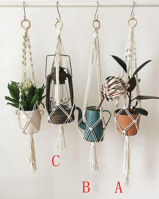 New Presin Macrame Plant Hook Hanging Planter Basket Jute Braided Rope Craft
