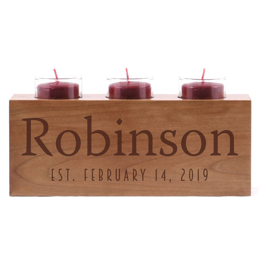 Personalized Handcrafted Established Home Cherry Candle Holder