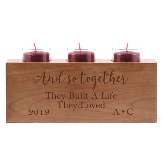 Personalized Handcrafted Wedding Cherry Candle Holder - Initials
