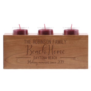 Personalized Handcrafted Cherry Candle Holder - Beach Home