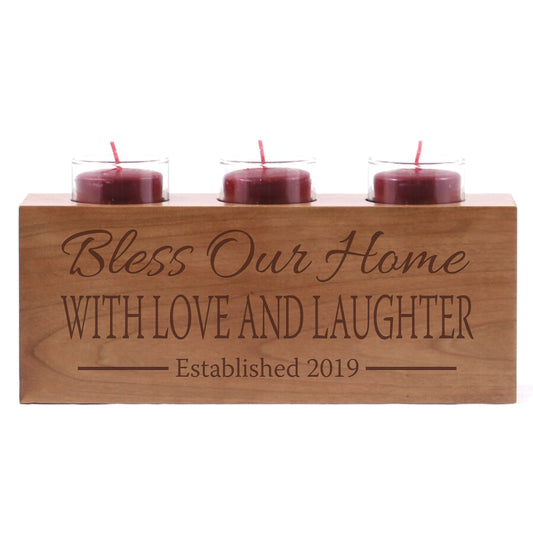 Personalized Handcrafted Cherry Candle Holder Decor - Our First Home