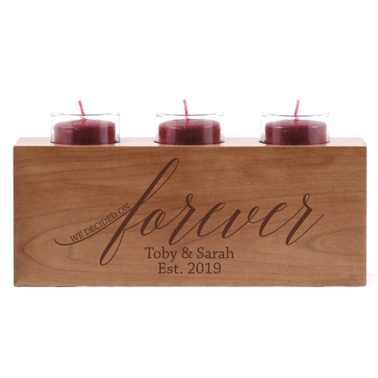 Personalized Handcrafted Wedding Cherry Candle Holder - Forever