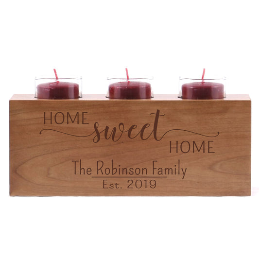 Personalized Handcrafted Cherry Candle Holder - Home Sweet Home