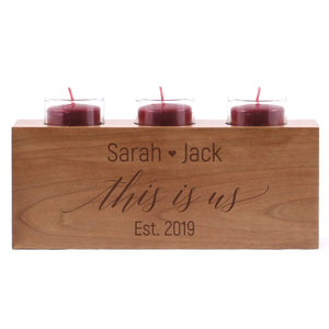 Personalized Handcrafted Wedding Cherry Candle Holder - This Is Us