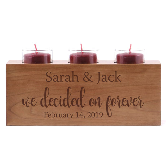 Personalized Handcrafted Wedding Cherry Candle Holder - We Decided