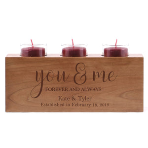 Personalized Handcrafted Wedding Cherry Candle Holder - You & Me