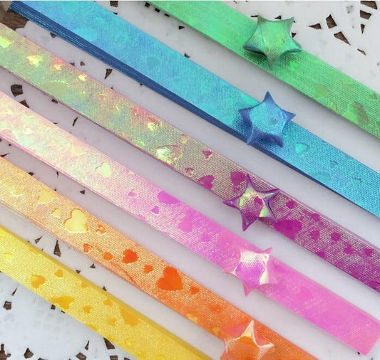 Origami  - 90Pcs Cute Folding Kit Lucky Origami Heart diy  Pearl Shine 10 colors  Wish Star Paper Strips Papers Crafts Paper Material Gift