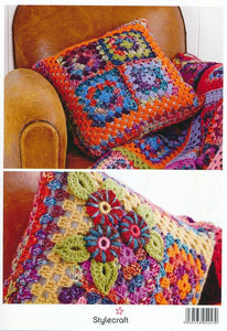 Granny Square Throw and Cushion in Stylecraft Carnival Chunky & Special Aran (9159)