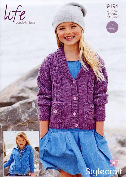 Girls' Cardigans in Stylecraft Life DK (9194)