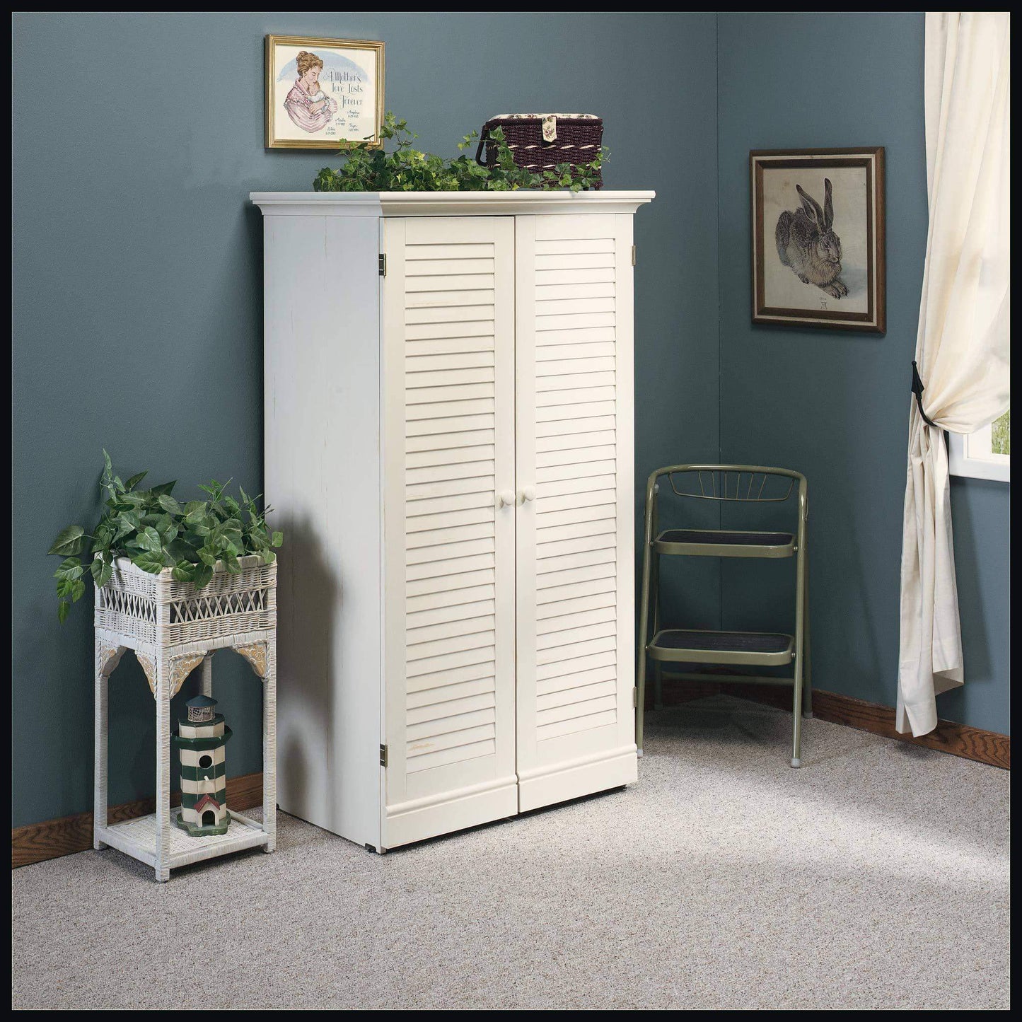 On amazon sauder 158097 harbor view craft armoire l 35 12 x w 21 81 x h 61 58 antiqued white finish