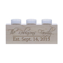 Load image into Gallery viewer, Personalized Handcrafted Established Home Maple Candle Holder