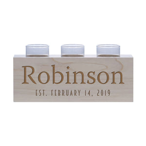 Personalized Handcrafted Established Home Maple Candle Holder