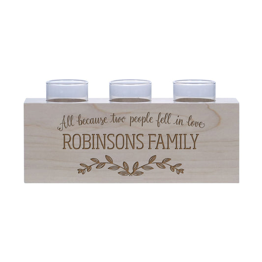 Personalized Handcrafted Scriptural Maple Candle Holder - All Because