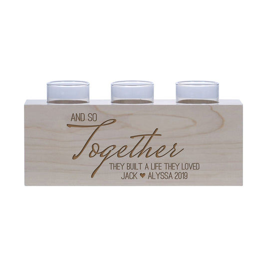 Personalized Handcrafted Wedding Maple Candle Holder - And So Together