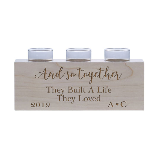 Personalized Handcrafted Wedding Maple Candle Holder - Initials
