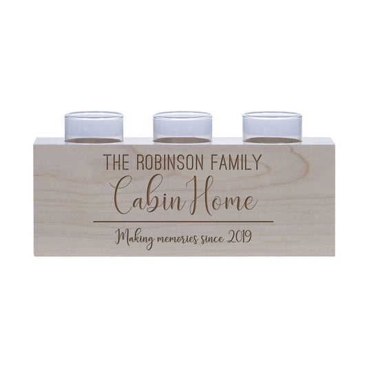 Personalized Handcrafted Maple Cabin Candle Holder - Cabin Home