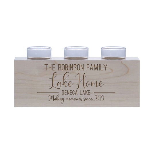 Personalized Handcrafted Maple Candle Holder - Lake House