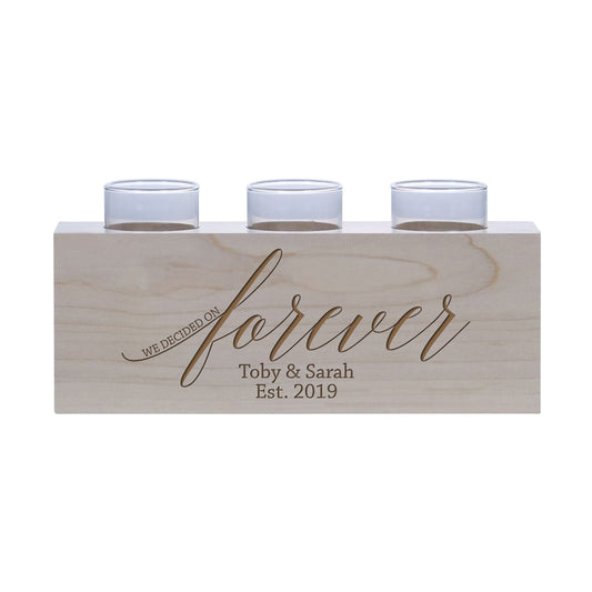 Personalized Handcrafted Wedding Maple Candle Holder - Forever