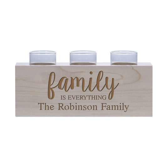 Personalized Handcrafted Maple Candle Holder - Family Is Everything