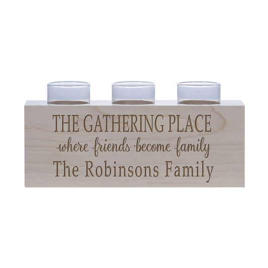 Personalized Handcrafted Maple Candle Holder - Gathering Place