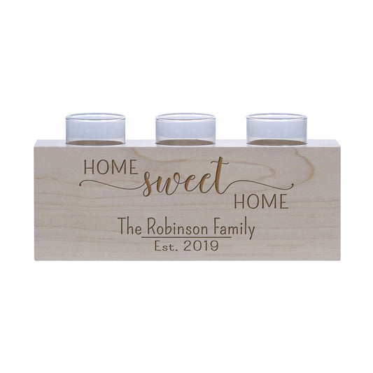 Personalized Handcrafted Maple Candle Holder - Home Sweet Home